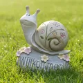 Garten Deko Figur Schnecke "Willkommen" 35 cm hoch, wetterfest, Balkon Terrasse