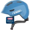 ABUS Kinderhelm Smiley 3.0 - Fahrradhelm mit tiefer Passform, kindergerechten Designs & Platz für einen Zopf - für Mädchen und Jungs - Blau (shiny blue), Größe S