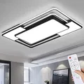Style home Deckenleuchte LED Deckenlampe 150W dimmbar mit Fernbedienung, warmweiß bis kaltweiß einstellbar, Rechteckige Leuchte für Wohnzimmer Schlafzimmer Büro (Schwarz, 90 * 60 * 6cm)