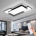 style home LED Deckenleuchte Metall Deckenlampe, 150W dimmbar mit Fernbedienung, LED fest integriert, Warmweiß bis Kaltweiß 3000K-6000K, 90x60x6 cm, Rechteckig für Wohnzimmer Schlafzimmer, Schwarz, Schwarz