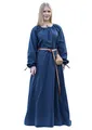 Battle-Merchant - Mittelalter Kleid Ana Damen - Wikinger Kostüm Langarm bodenlang Baumwolle - LARP Gewandung (Blau, S)