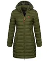 Geographical Norway Damen Winter Jacke Steppjacke Parka Lange Kapuzenjacke Steppmantel Outdoor abnehmbare Kapuze, Farbe:Olive, Größe:S (36)