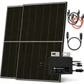 Solarway Balkonkraftwerk 800W mit Envertech Wechselrichter Steckdose Komplettset 2x 440W Solarmodule Solaranlage Ziegeldach Halterung