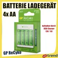 Portable USB Ladegerät - aufladbare Akku AA oder AAA + 4x GP ReCyko 2100 mAh