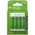 GP USB Akku-Ladegerät AA / AAA + 4x AA-Akku ReCyko 2100mAh Mignon LR06 Batterie