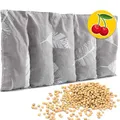 Kirschkernkissen Mikrowelle 55x20 cm - Körnerkissen Nacken Schulter - Wärmekissen Mikrowelle - Nackenwärmer - Kirschkernkissen groß - Körnerkissen Mikrowelle - Feder grau