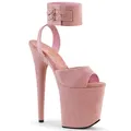 Pleaser Damen FLAMINGO-891 Plateau High Heels Sandalette Velours Baby Pink 45 EU