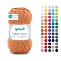 Gründl Wolle Cotton Quick uni - dünne Wolle zum Häkeln - Strickgarn - Häkelgarn - Glänzend und hautfreundlich - 100% Baumwolle - 1 Knäuel 50 g / 125 m - Nadelstärke 3-4 - curry