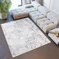 TAPISO Sky Teppich Kurzflor Modern Grau Creme Karo Geometrisch Gitter Design Meliert Wohnzimmer Schlafzimmer 3D Optik ÖKOTEX 180 x 250 cm