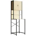 Waschmaschinenschrank Edino ca. 64x189x48 cm Eiche/Schwarz