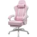 GTPLAYER Gaming Stuhl Ergonomischer Gaming Sessel Schreibtischstuhl PC Gamer Racing Stuhl mit Stoffoberfläche, Federsitzkissen mit Fußstütze wei... - Pink
