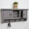 B-Ware Schlüsselbrett MCW-A48, Schlüsselboard mit Türen, Massiv-Holz, grau