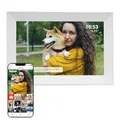 DENVER Digitaler Bilderrahmen Weiß 10,1 Zoll mit WLAN – Frameo Digital Photo Frame mit Touchscreen & 16 GB Speicher – Elektrischer Fotorahmen mit App‑Steuerung, USB & microSD, Bilderrahmen Digital