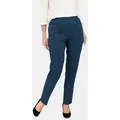 GOLDNER Schlupfhose Stoffhose mit glattem Bund und Biesen Uni-Optik, melierte Variante, komfortabler Schlupfbund blau 54