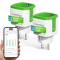 GreenSun Stromzähler für Steckdose WLAN Smart Steckdose mit Zeitschaltuhr und Strommessung, kompatibel mit Smart Life & Tuya App, Alexa & Google Sprachsteuerung, 16A 2,4 GHz, 2er-Pack