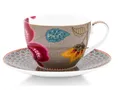 PiP Studio Tasse Blooming Tales Khaki Tasse mit Untertasse 0,3l, Porzellan