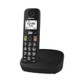 Panasonic KX-TGU110EXB digitales schnurloses Telefon, Basisstation & 1 Mobilteil, LCD-Display, große Tasten, Favoriten-Taste, hörgerätekompatibel, Schwarz
