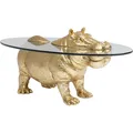 Couchtisch Beistelltisch Nilpferd Motiv Glas Platte Gold Kare Design