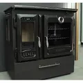 EEK A+ Panorama-Holzherd Modell 216-3D BOX mit 8,5kW - Bauart 1 - viel Gusseisen - Schwarz