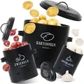 Theo&Cleo Premium Kartoffel Aufbewahrungsbox [3er Set], Kartoffeln, Zwiebeln und Knoblauch Aufbewahrung, Hält Gemüse Länger Frisch (SET01) - Schwarz
