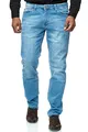 JEEL Herren-Jeans - Regular-Fit Straight-Cut - Stretch - Jeans-Hose Basic Washed 02-hellblau 31W / 34L