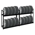 PROREGAL Mega Deal | 2X Reifenregal Tiger | HxBxT 100x110x35 cm | 150kg Fachlast | bis zu 16 Reifen | mit Ebenen | Schwarz Reifenständer Garagenregal