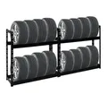 PROREGAL® Schwerlastregal MegaDeal 2x Reifenregal Lagerregal TIGER 100x110x35 16 Reifen Schwarz, 2-tlg., Für Winterreifen Sommerreifen Allwetterreifen bis 300kg Gesamtlast