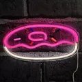 NEON LED Licht, dekorative Wand-Leuchte, Donut pink weiß, ca. 37 x 19 x 2 cm