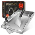 Grillplatte Plancha, 4 mm starker Edelstahlgrill für Gas und Holzkohlegrills ...