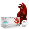AMPRI Nitrilhandschuhe, rot, 100 Stück/Box, Größe M, puderfrei, Style Hot Chili by Med-Comfort: Nitril Einmalhandschuhe, Einweghandschuhe in den Größen XS, S, M, L, XL