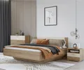 Schlafzimmer Set inkl. Bettgestell 180x200 cm Liegefläche in Eiche mit beige VARESE-83