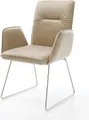 DELIFE Esszimmerstuhl Vinja-Flex Mikrofaser Beige Vintage Kufengestell Edelstahl