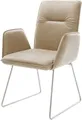 DELIFE Polsterstuhl Vinja-Flex, Kufengestell Edelstahl Mikrofaser Beige Vintage