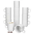 12er Set Event Kaffeebecher 250ml weiß Porzellan-Tassen 6 Personen stapelbar
