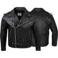 German Wear Brando Motorradjacke - Retro Vintage Rocker Lederjacke für Chopper, schwarz