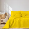 AmeliaHome Tagesdecke 260x280 cm Bettüberwürf zweiseitig Ultrasonic Steppung Polyester Ophelia Gelb