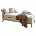 Loberon Chaiselongue Alphonse, weich gepolstert, zierender Keder, klassisches Design, Sitzmöbel, Sofa, Leinen, Eichenholz, Kiefernholz, beige