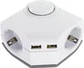 REV 2fach Steckdosenleiste Mehrfachsteckdose 2x USB Eckmontage 2+2 weiß