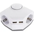 REV Ritter Steckdosenleiste mit USB 2+2-f. 2pol. Schalter 1,5 m Weiß
