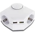 2-fach Ecksteckdose - mit 2 USB- Anschlüssen, Schalter, Thermoschutz und Kinderschutz