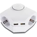 Ecksteckdose 2-fach, mit 2 USB- Anschlüssen, Schalter, Thermoschutz und Kinderschutz REV