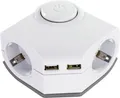 REV 2fach Steckdosenleiste Mehrfachsteckdose 2x USB Eckmontage 2+2 weiß