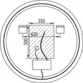 LED Lichtspiegel 8232-2.0 Rund - Aluminiumrahmen - Schwarz matt - Digitaluhr - Größe wählbar, Spiegel rund (Durchmesser):Ø 100cm