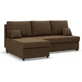 Ecksofa mit Schlaffunktion KEMI, Wohnzimmer Couch, Schlafcouch Ausziehbar, Braun - Braun