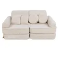 MEOWBABY Kindersofa – Spielsofa für Kinder – Weiche Klappsofa mit Schlaffunktion – Kuschelecke für Kinderzimmer, Cord, Ecru