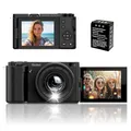 Rollei Compactline 10X Flip Screen Digitalkamera 64MP 4K Kamera Fotokamera 10X Optischer Zoom Selfie Fotoapparat mit 180° Flip 2,88" Bildschirm für Teens Anfänger, Digital-Kamera-Fotoapparat-Camera