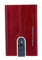 Piquadro Unisex-Erwachsene Porta Carte di credito Pelle,meccanismo in Metallo Reisezubehör-Brieftasche, Rosso