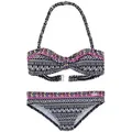 Buffalo Bandeau-Bikini mit Ethnodruck und Kontrastdetails schwarz 134/140
