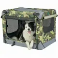 Xonic Hunde-Transportbox Foxdevil by xonic® Faltbare Hundebox / Transportbox (Camouflage, L) L | 70 cm x 52 cm x 52 cm