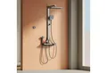 EMKE Duschsystem Duschsäule mit Thermostat und Bluetooth-Steuerung, modernes Design, Höhe 113 cm, 4 Strahlart(en), Regendusche,Kinderdusche,Bluetooth,Anthrazit Matt